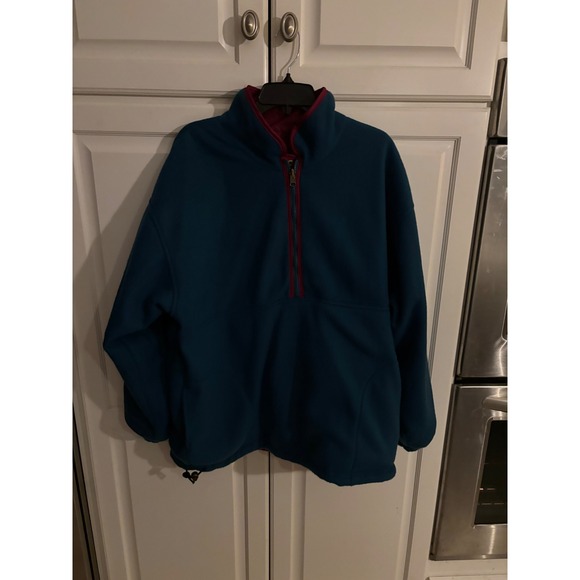 JENNIFER MOORE ACTIVEWEAR Reversible Anorak Fleece Jacket Burgundy Teal XL - Picture 3 of 5